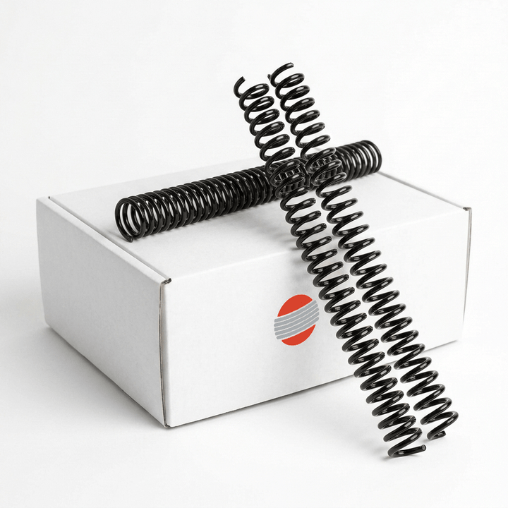 Box of 100 black plastic binding coils, 4:1 pitch, 12-inch
