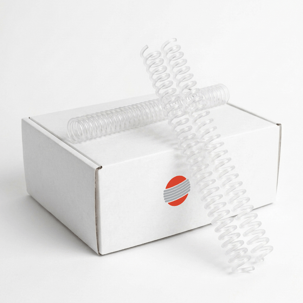 Box of 100 clear plastic binding coils, 4:1 pitch, 12-inch