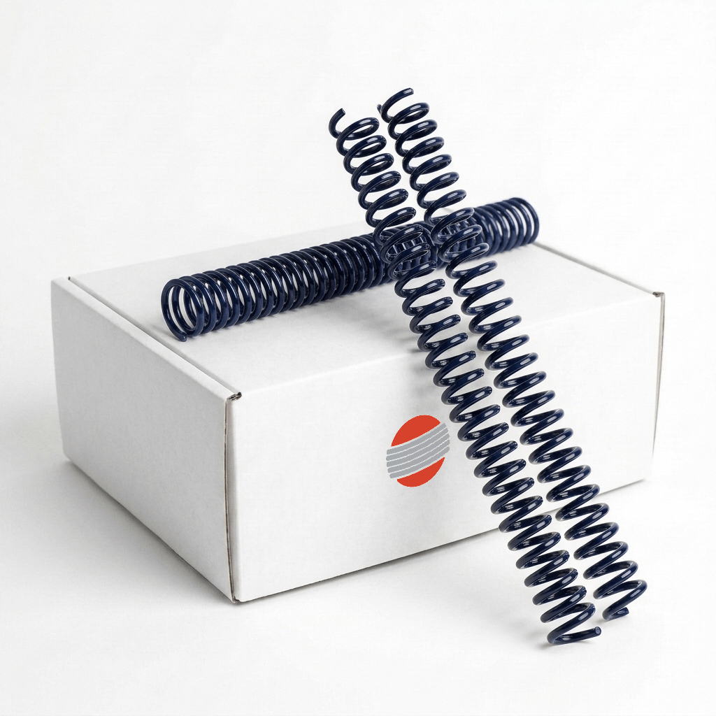 Box of 100 navy blue plastic binding coils, 4:1 pitch, 12-inch