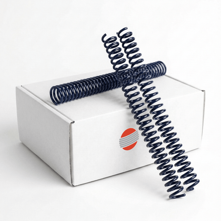 Box of 100 navy blue plastic binding coils, 4:1 pitch, 12-inch